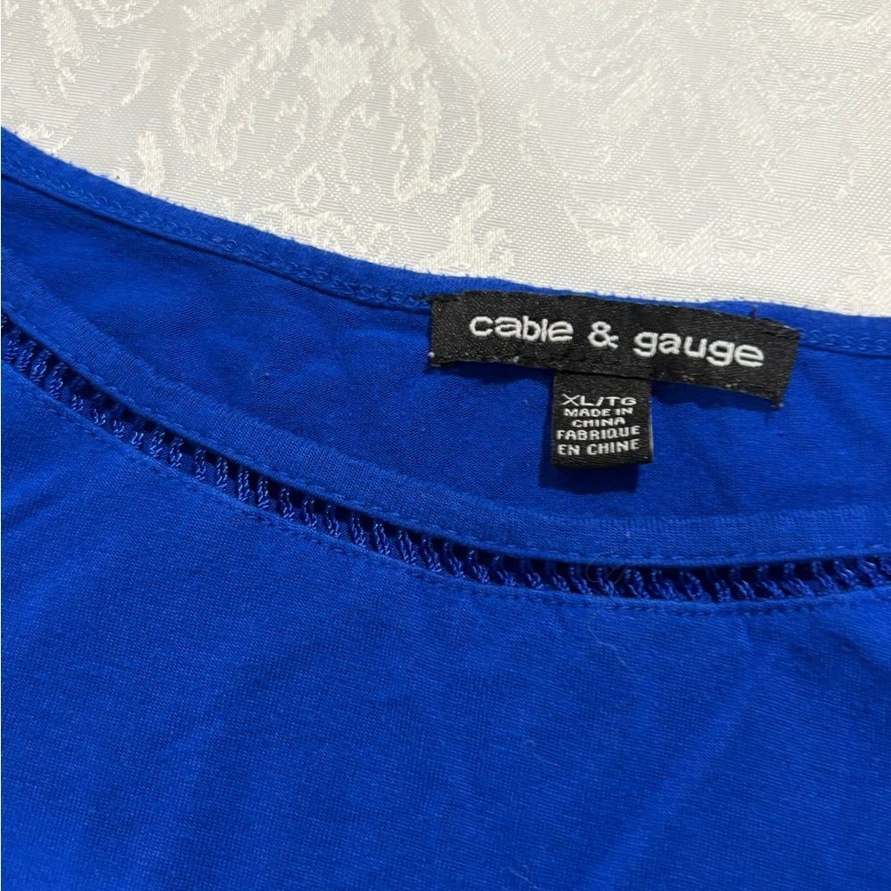Cable & Gauge Vibrant Blue Short Sleeve Top woman’s xl - Picture 2 of 6